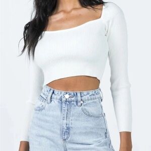 Princess Polly cropped white sweater top